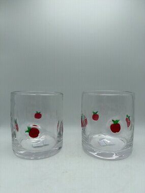Crate & Barrel Apples Icon Juice Glass New Set of 2
